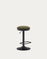 Sgabello Zaib in ciniglia verde scuro e acciaio nero opaco altezza 63-84 cm