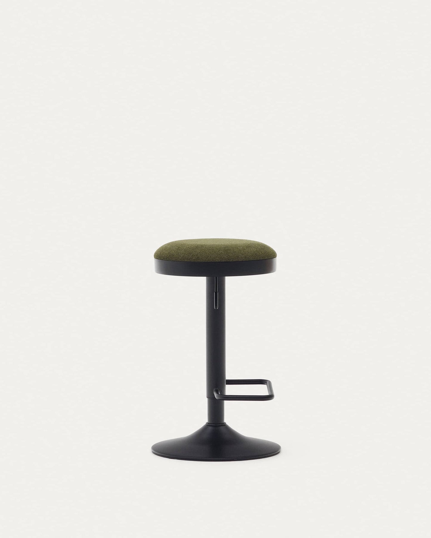 Sgabello Zaib in ciniglia verde scuro e acciaio nero opaco altezza 63-84 cm