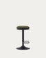 Sgabello Zaib in ciniglia verde scuro e acciaio nero opaco altezza 63-84 cm
