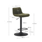 Sgabello Zenda in ciniglia verde scuro e acciaio nero opaco altezza 81-102 cm