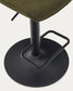 Sgabello Zenda in ciniglia verde scuro e acciaio nero opaco altezza 81-102 cm