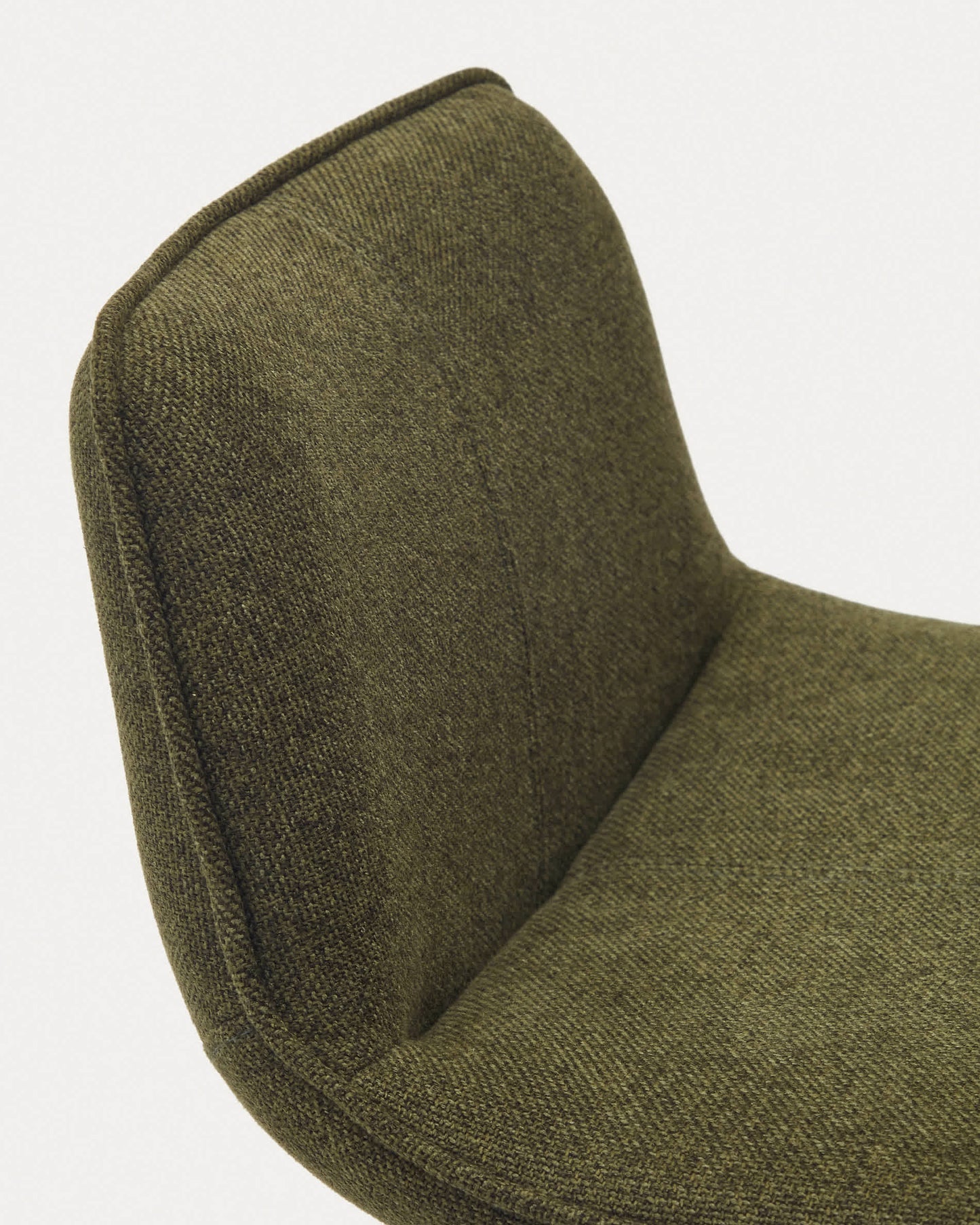 Sgabello Zenda in ciniglia verde scuro e acciaio nero opaco altezza 81-102 cm