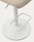 Sgabello Zenda in ciniglia beige e acciaio bianco opaco 81-102 cm