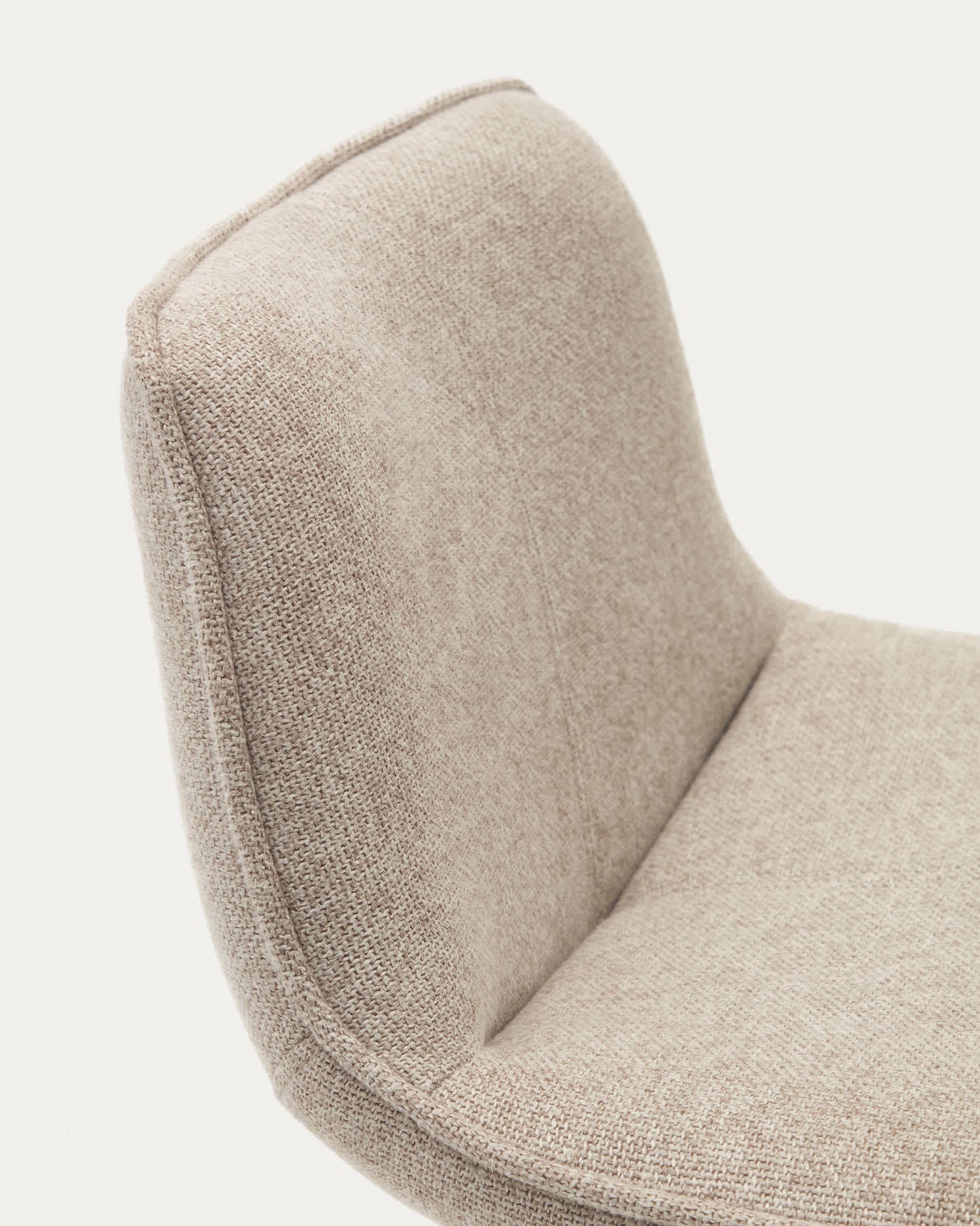 Sgabello Zenda in ciniglia beige e acciaio bianco opaco 81-102 cm