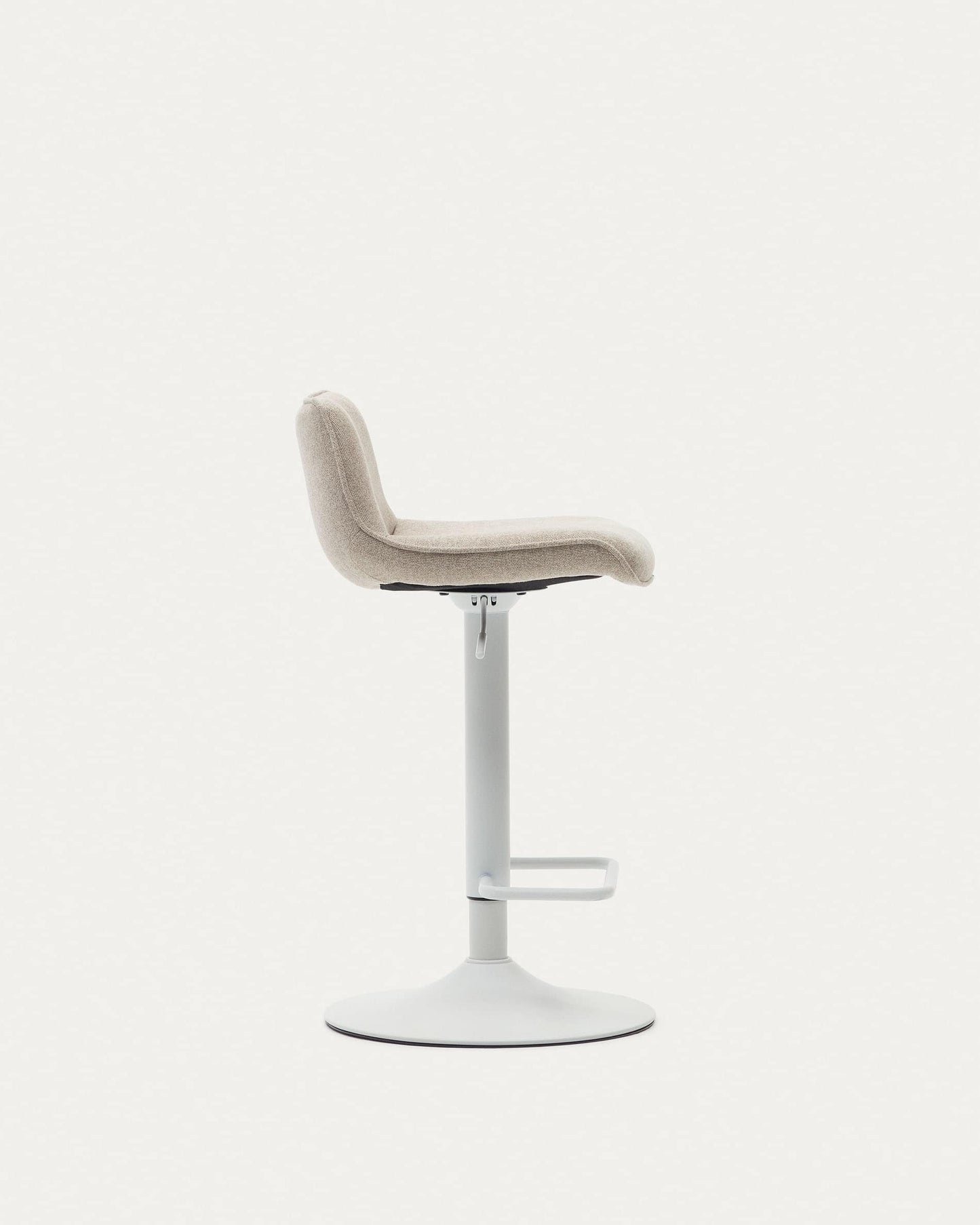 Sgabello Zenda in ciniglia beige e acciaio bianco opaco 81-102 cm