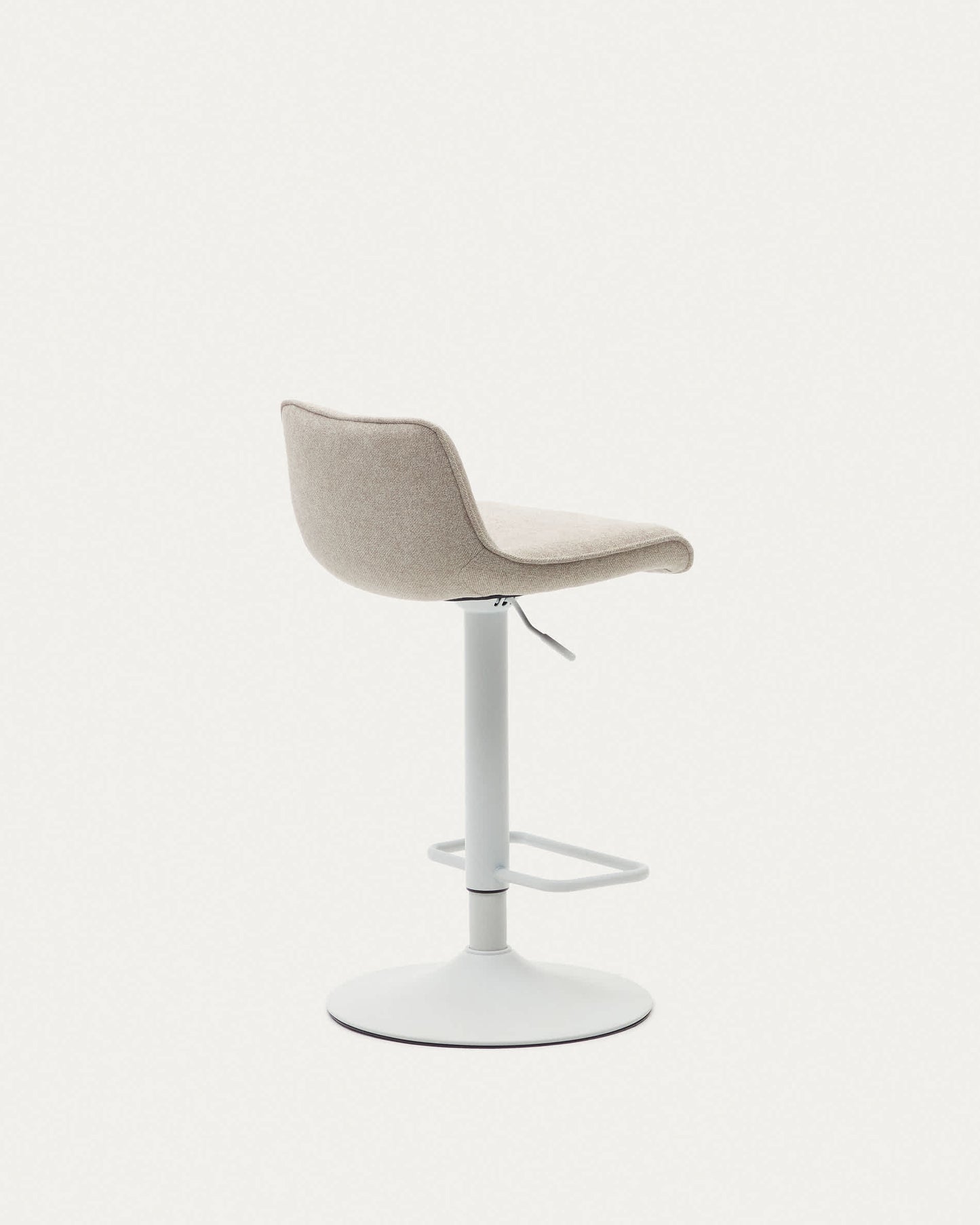 Sgabello Zenda in ciniglia beige e acciaio bianco opaco 81-102 cm