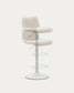 Sgabello Zenda in ciniglia beige e acciaio bianco opaco 81-102 cm
