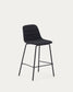 Sgabello Zunilda in ciniglia nera e acciaio con finiture nero opaco altezza 65 cm