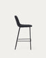Sgabello Zunilda in ciniglia nera e acciaio con finiture nero opaco altezza 65 cm