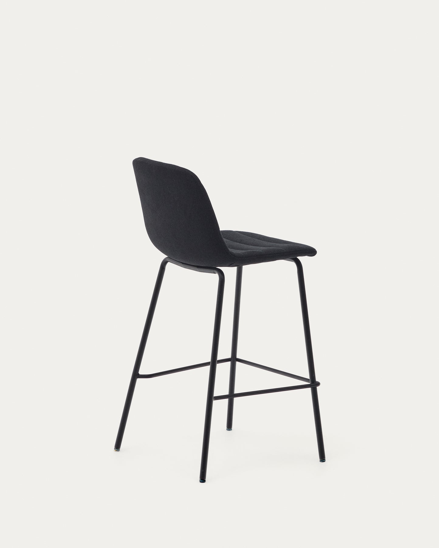 Sgabello Zunilda in ciniglia nera e acciaio con finiture nero opaco altezza 65 cm
