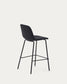 Sgabello Zunilda in ciniglia nera e acciaio con finiture nero opaco altezza 65 cm