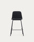 Sgabello Zunilda in ciniglia nera e acciaio con finiture nero opaco altezza 65 cm