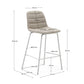 Sgabello Zunilda in ciniglia beige e acciaio con finiture bianco opaco altezza 65 cm