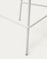 Sgabello Zunilda in ciniglia beige e acciaio con finiture bianco opaco altezza 65 cm