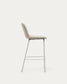 Sgabello Zunilda in ciniglia beige e acciaio con finiture bianco opaco altezza 65 cm