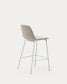 Sgabello Zunilda in ciniglia beige e acciaio con finiture bianco opaco altezza 65 cm