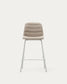 Sgabello Zunilda in ciniglia beige e acciaio con finiture bianco opaco altezza 65 cm