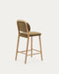 Sgabello Helda in ciniglia verde e massello di quercia 65 cm
