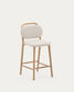 Sgabello Helda in ciniglia beige e massello di quercia 65 cm