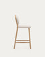 Sgabello Helda in ciniglia beige e massello di quercia 65 cm