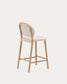 Sgabello Helda in ciniglia beige e massello di quercia 65 cm