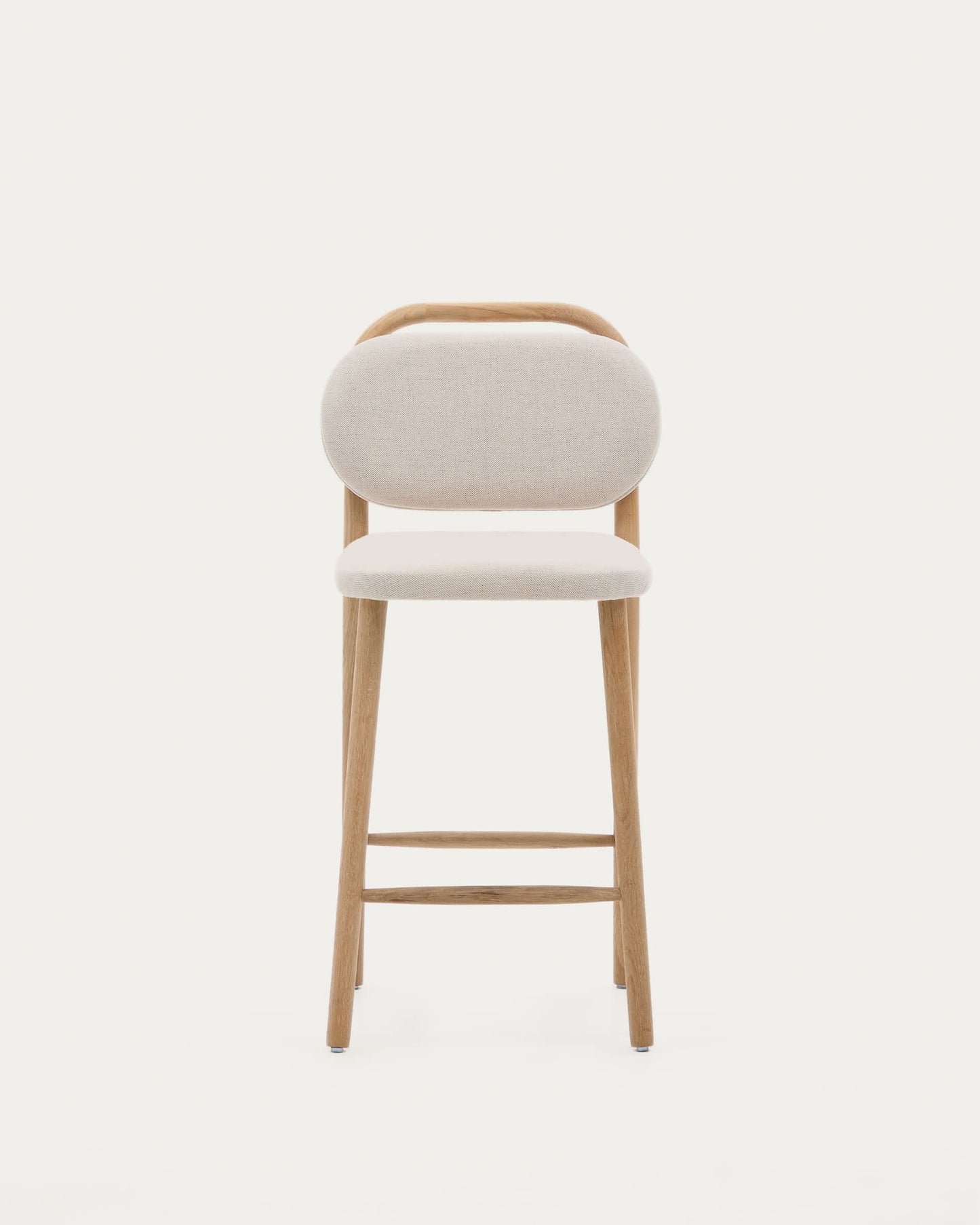 Sgabello Helda in ciniglia beige e massello di quercia 65 cm