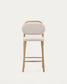 Sgabello Helda in ciniglia beige e massello di quercia 65 cm