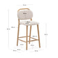 Sgabello Helda in ciniglia beige e massello di quercia 65 cm