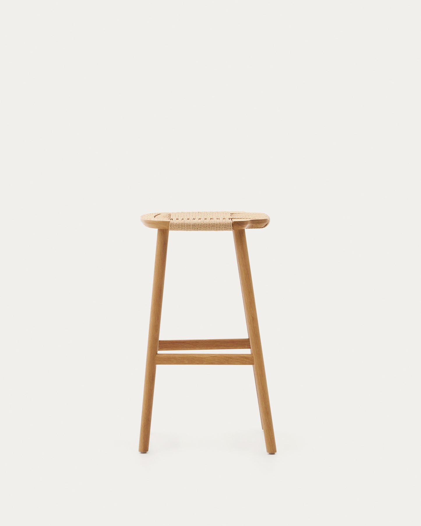 Sgabello Enit in corda di carta beige e legno massiccio di rovere rifinitura naturale 65 cm