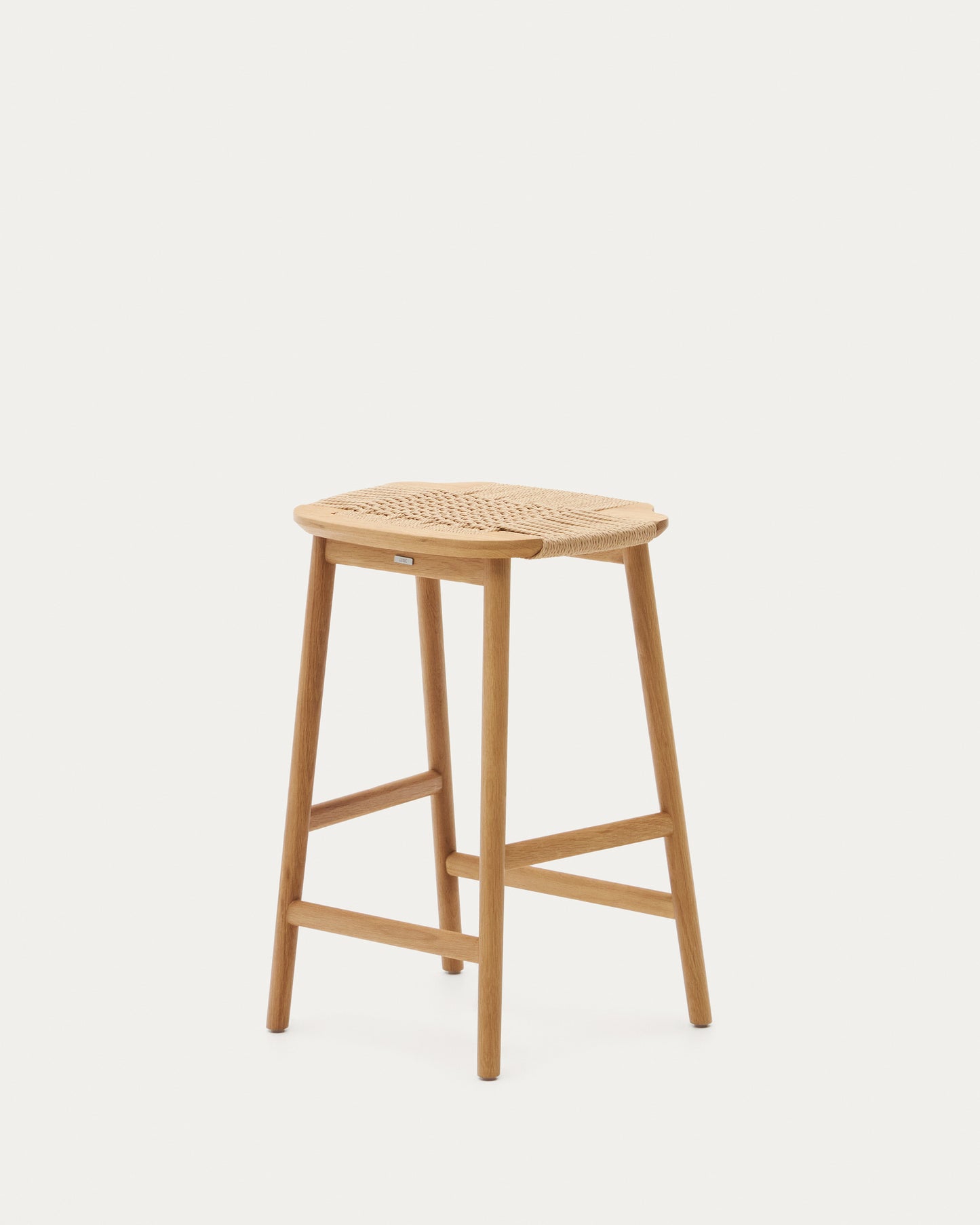 Sgabello Enit in corda di carta beige e legno massiccio di rovere rifinitura naturale 65 cm