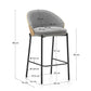 Sgabello Eamy in ciniglia grigio chiaro impiallacciato frassino finitura naturale, metallo nero 65 cm
