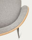 Sgabello Eamy in ciniglia grigio chiaro impiallacciato frassino finitura naturale, metallo nero 65 cm