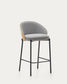 Sgabello Eamy in ciniglia grigio chiaro impiallacciato frassino finitura naturale, metallo nero 65 cm