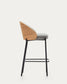 Sgabello Eamy in ciniglia grigio chiaro impiallacciato frassino finitura naturale, metallo nero 65 cm