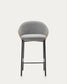 Sgabello Eamy in ciniglia grigio chiaro impiallacciato frassino finitura naturale, metallo nero 65 cm