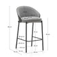 Sgabello Eamy in ciniglia grigio chiaro impiallacciato frassino finitura nera, metallo nero 65 cm