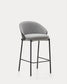 Sgabello Eamy in ciniglia grigio chiaro impiallacciato frassino finitura nera, metallo nero 65 cm