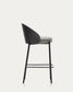 Sgabello Eamy in ciniglia grigio chiaro impiallacciato frassino finitura nera, metallo nero 65 cm