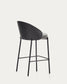 Sgabello Eamy in ciniglia grigio chiaro impiallacciato frassino finitura nera, metallo nero 65 cm