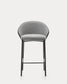 Sgabello Eamy in ciniglia grigio chiaro impiallacciato frassino finitura nera, metallo nero 65 cm