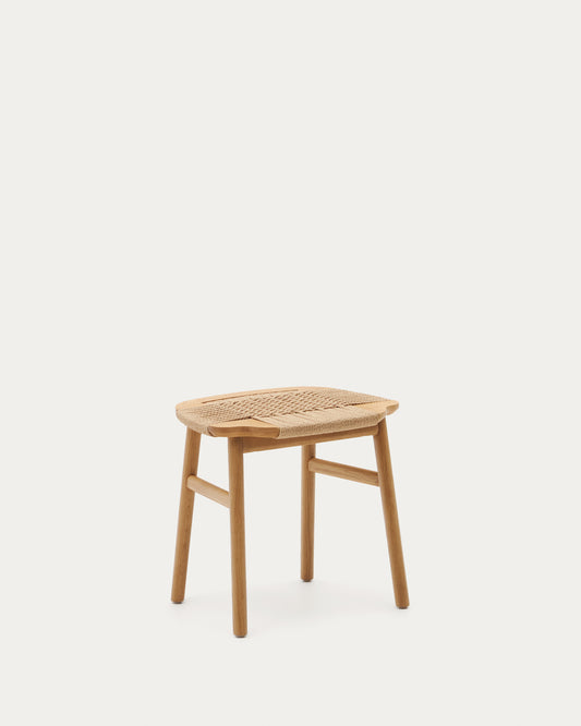 Sgabello Enit in corda di carta beige e legno massiccio di rovere rifinitura naturale 43 cm