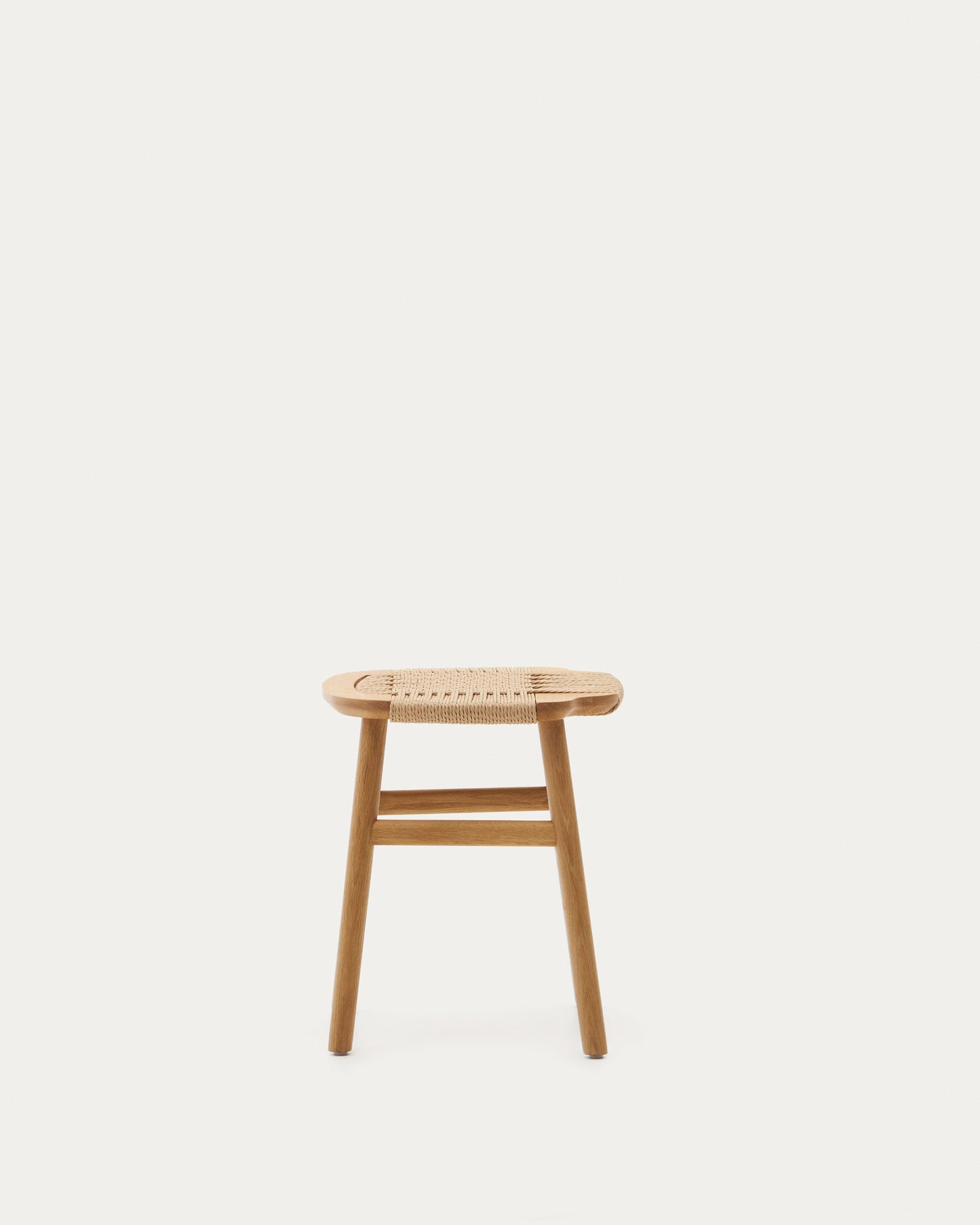Sgabello Enit in corda di carta beige e legno massiccio di rovere rifinitura naturale 43 cm