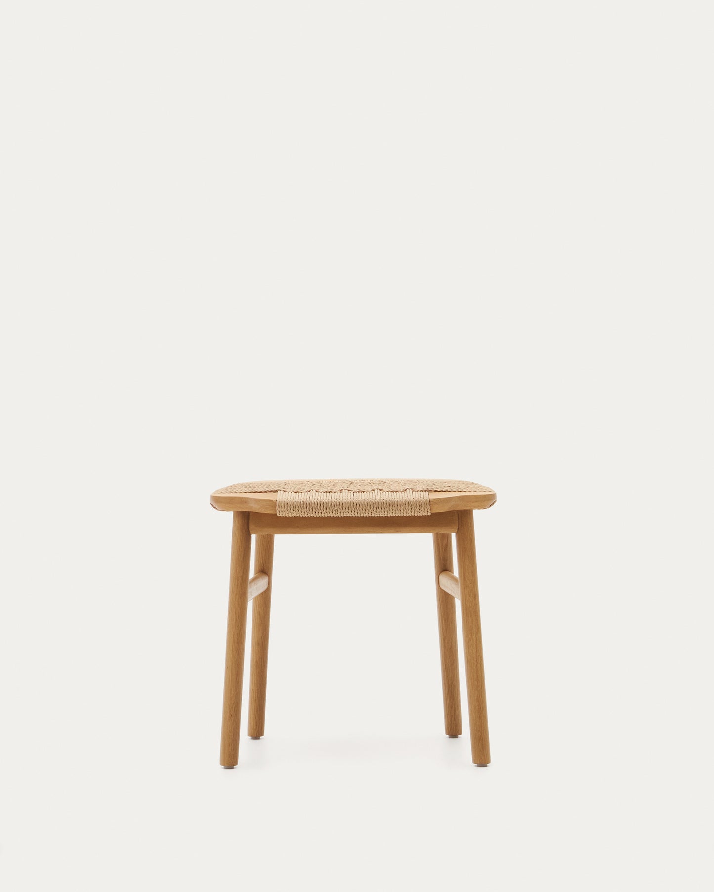 Sgabello Enit in corda di carta beige e legno massiccio di rovere rifinitura naturale 43 cm