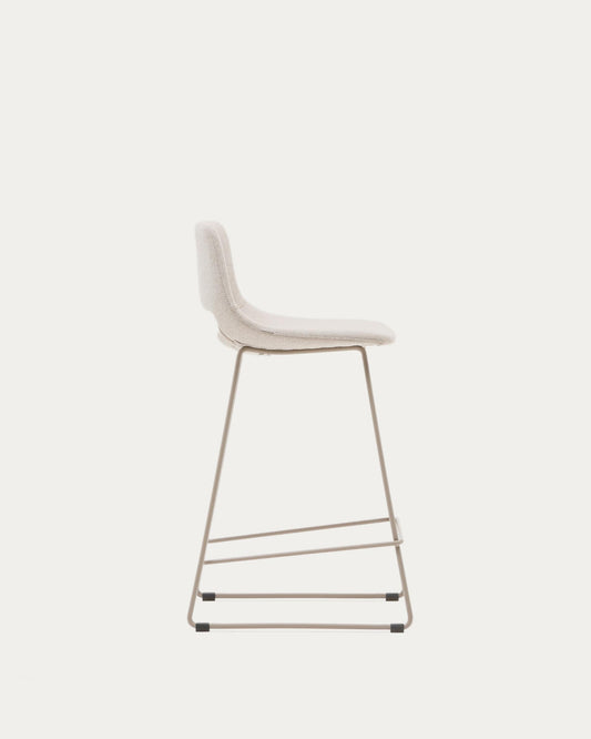 Sgabello Zahara beige e acciaio finitura beige altezza 65 cm