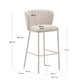 Sgabello Ciselia in ciniglia beige e acciaio beige altezza 75 cm