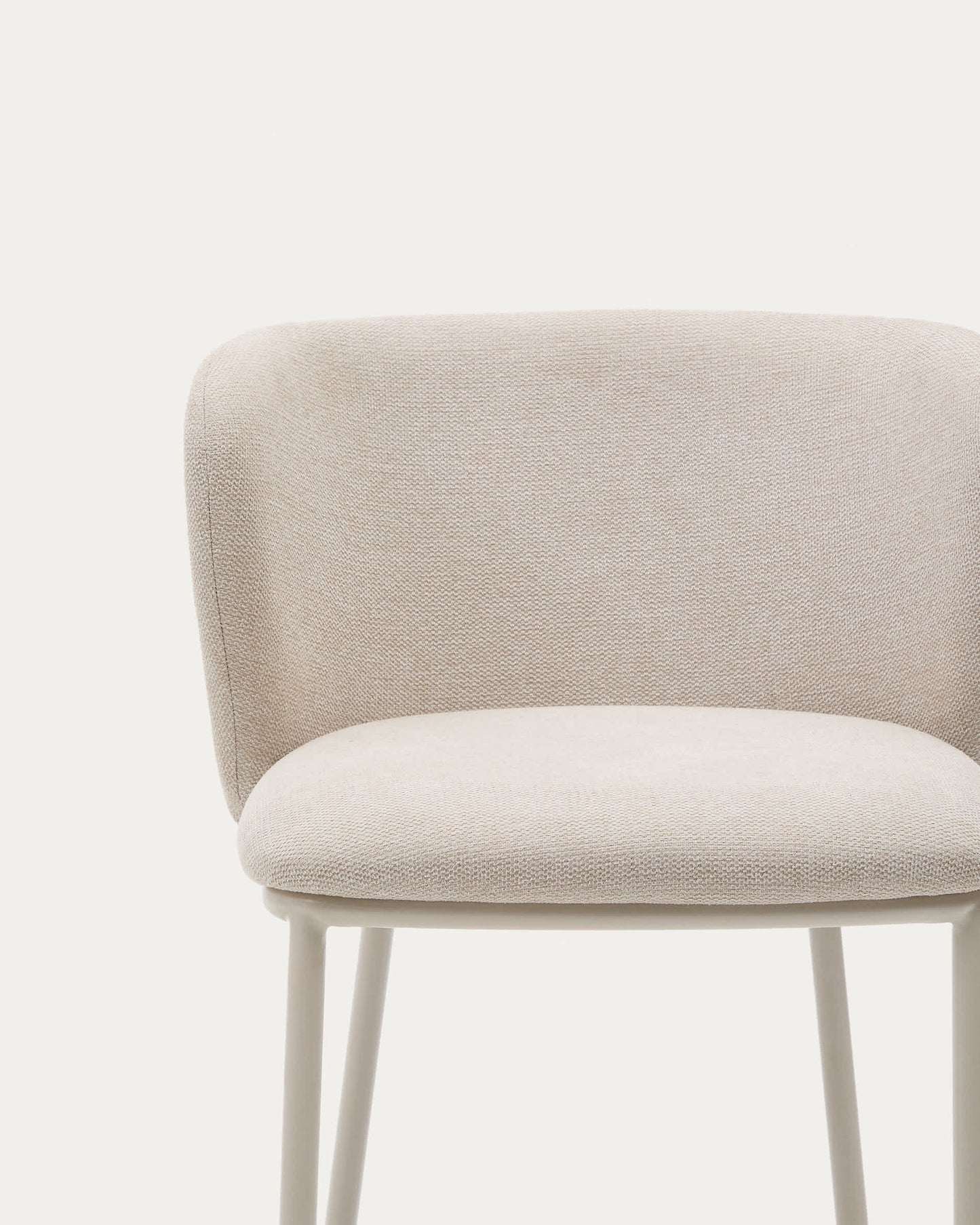 Sgabello Ciselia in ciniglia beige e acciaio beige altezza 75 cm