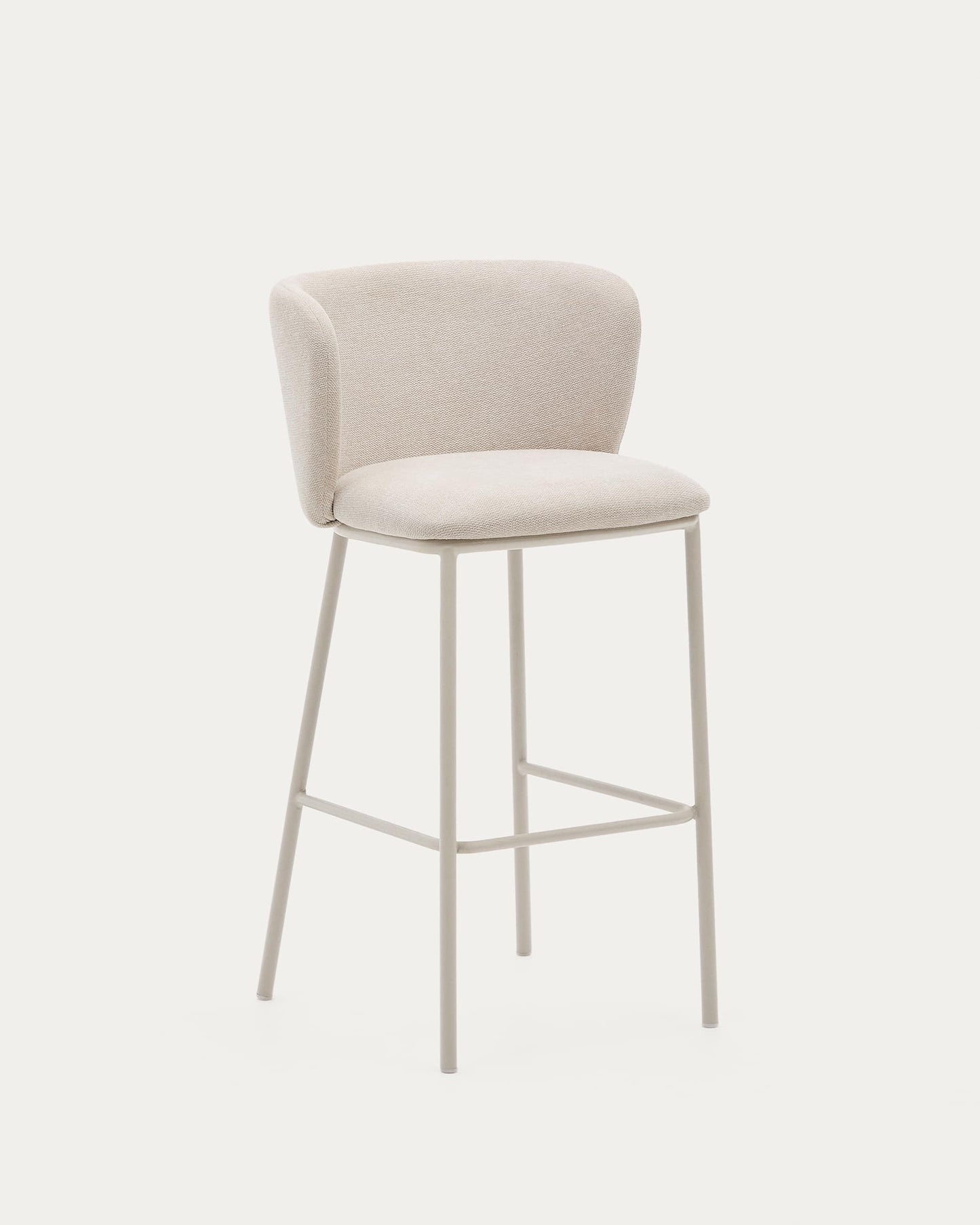 Sgabello Ciselia in ciniglia beige e acciaio beige altezza 75 cm