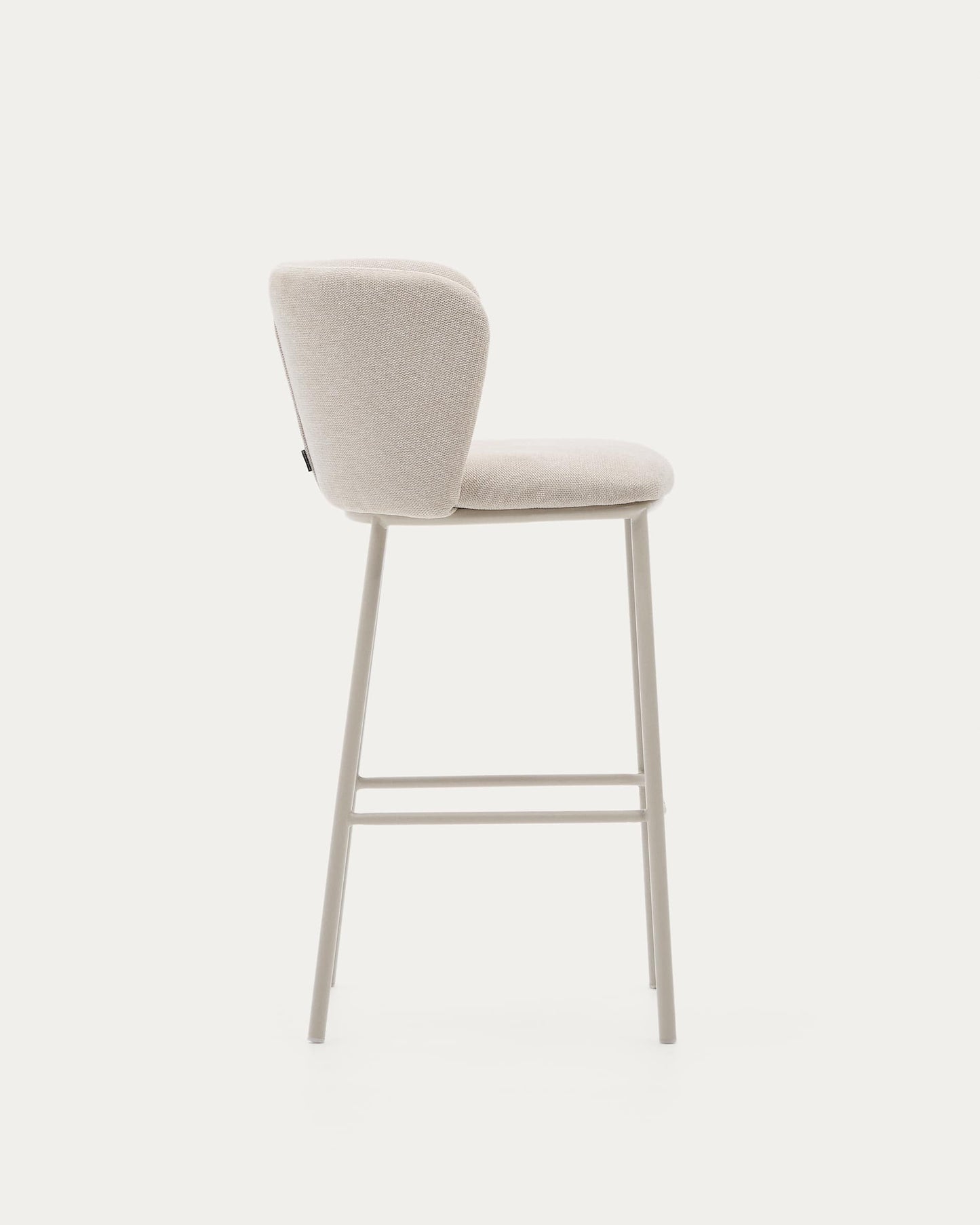Sgabello Ciselia in ciniglia beige e acciaio beige altezza 75 cm