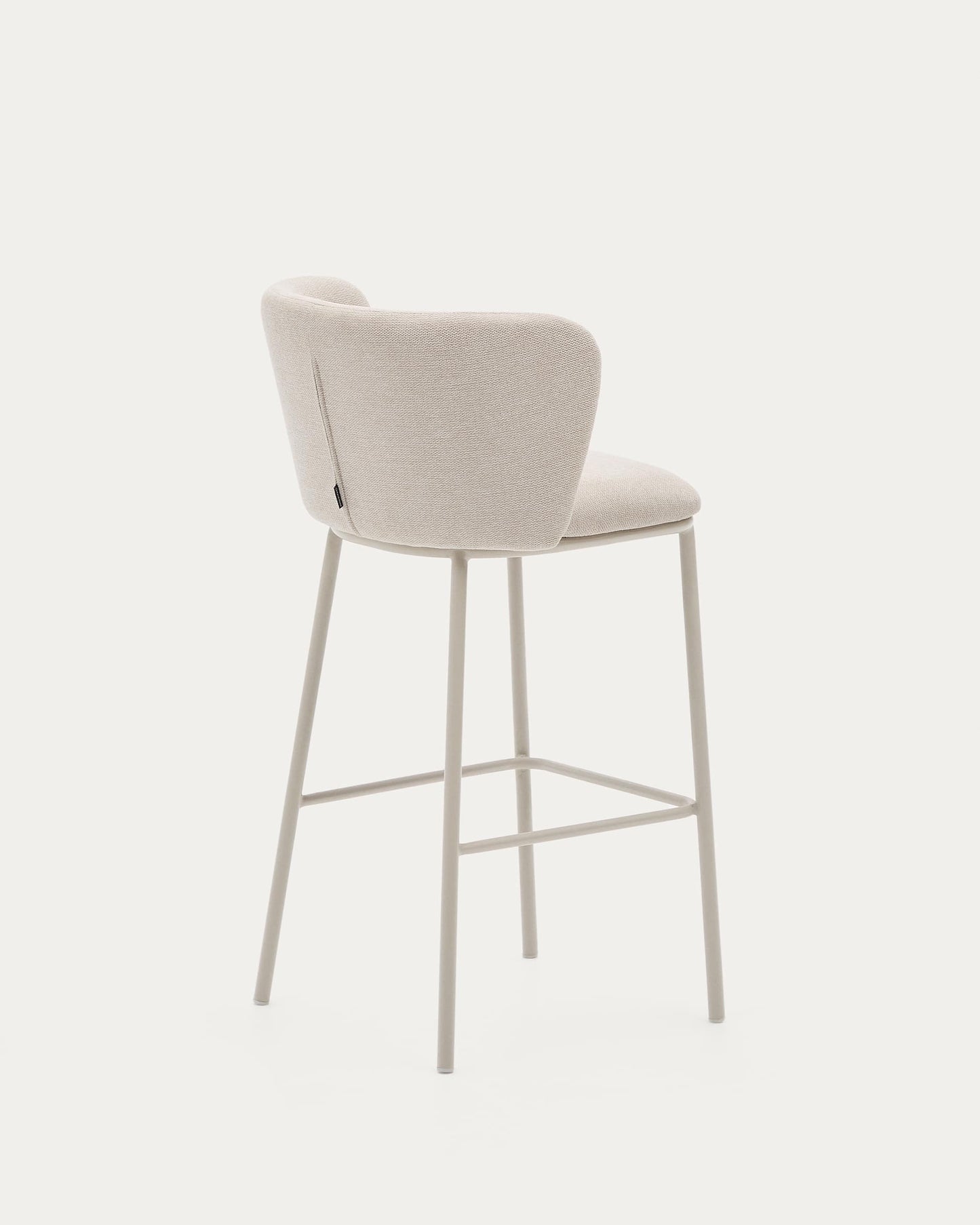 Sgabello Ciselia in ciniglia beige e acciaio beige altezza 75 cm