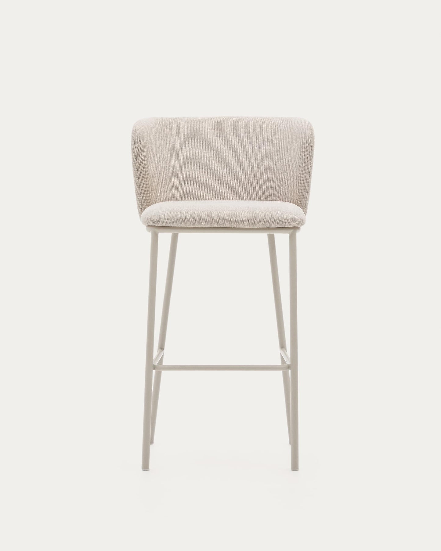 Sgabello Ciselia in ciniglia beige e acciaio beige altezza 75 cm